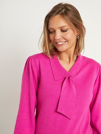 Pull fin col cravate mélange laine - Afibel