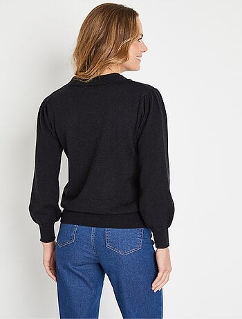 Pull fin col cravate mélange laine