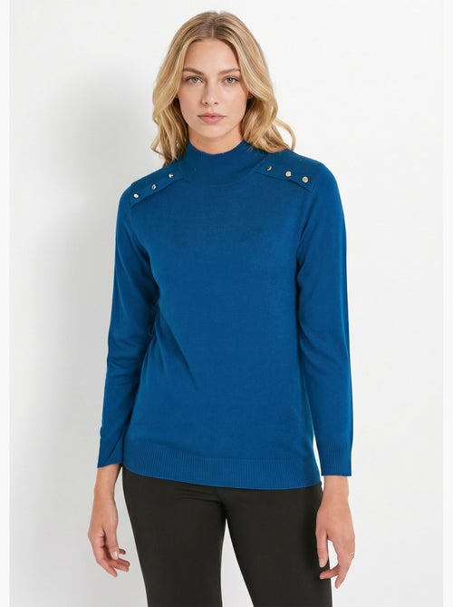 Pull fin col montant jersey uni avec laine mérinos - Afibel - Kiabi