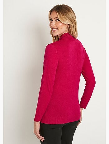 Pull fin col montant jersey uni avec laine mérinos - Afibel