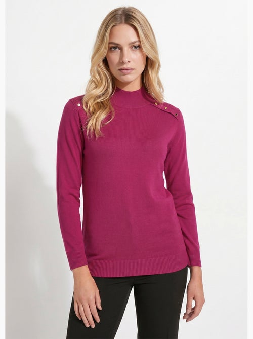 Pull fin col montant jersey uni avec laine mérinos - Afibel - Kiabi