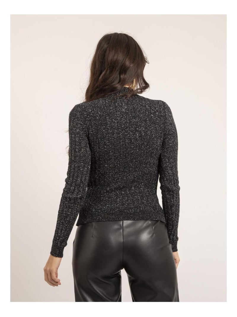 Pull fin col montant paillettes KABIANA Noir - Kiabi