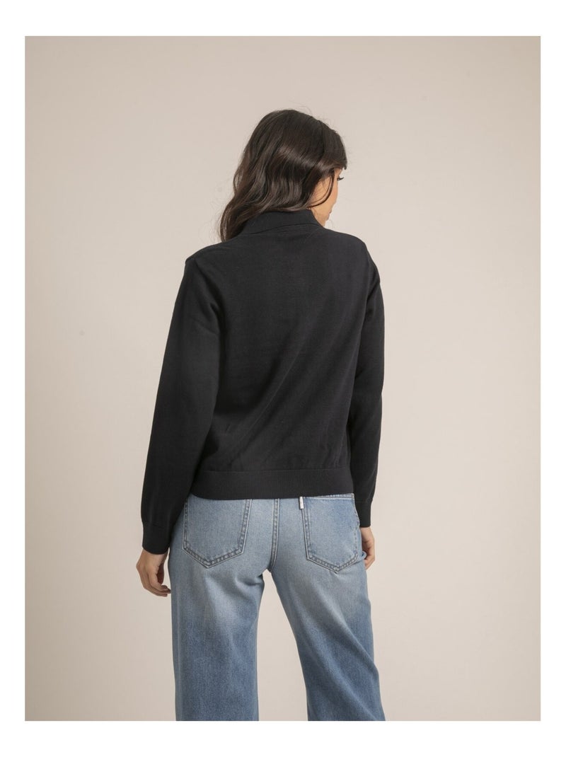 Pull fin col polo KONOR Bleu marine - Kiabi