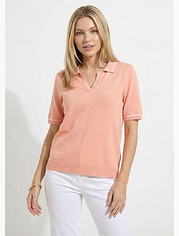 Pull fin col polo manches courtes - Afibel