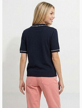 Pull fin col polo manches courtes - Afibel