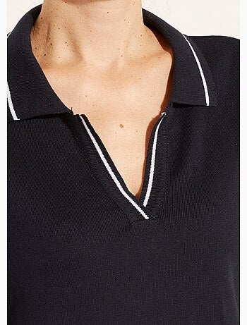 Pull fin col polo manches courtes - Afibel