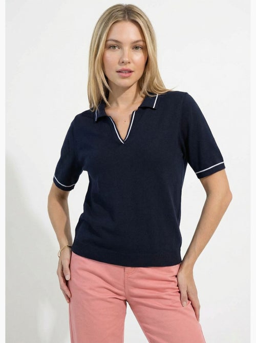 Pull fin col polo manches courtes - Afibel - Kiabi