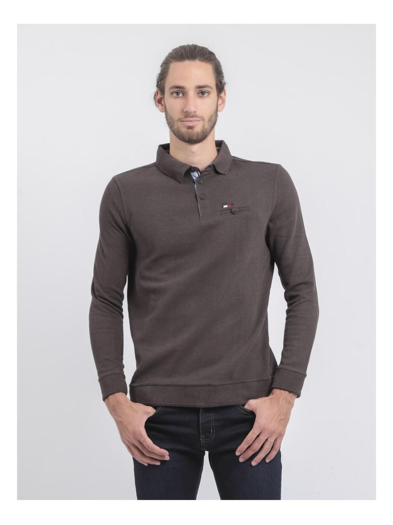 Pull fin col polo WAMITOL Gris foncé - Kiabi