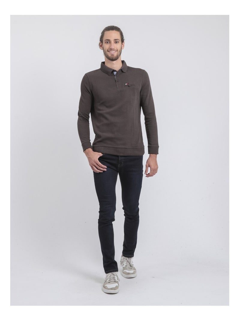 Pull fin col polo WAMITOL Gris foncé - Kiabi