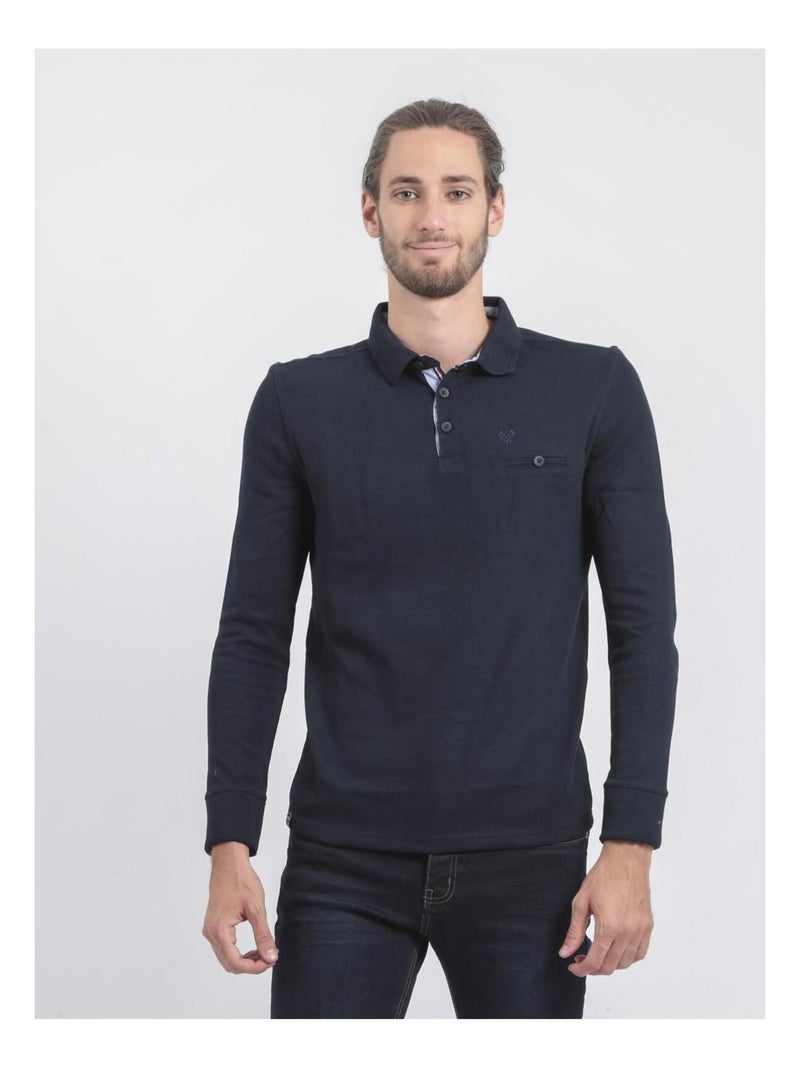 Pull fin col polo WILPARK Bleu marine - Kiabi