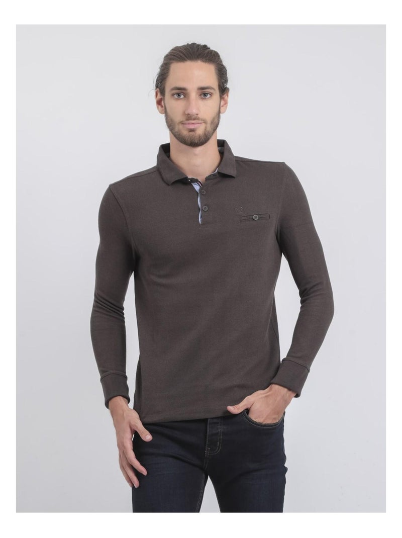 Pull fin col polo WILPARK Gris foncé - Kiabi