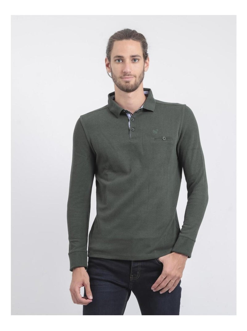Pull fin col polo WILPARK Vert foncé - Kiabi