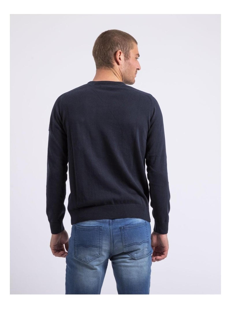 Pull fin col rond AMARTIN Bleu marine - Kiabi