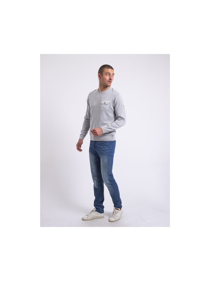 Pull fin col rond AMARTIN Gris - Kiabi