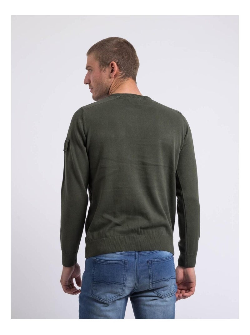 Pull fin col rond AMARTIN Kaki - Kiabi