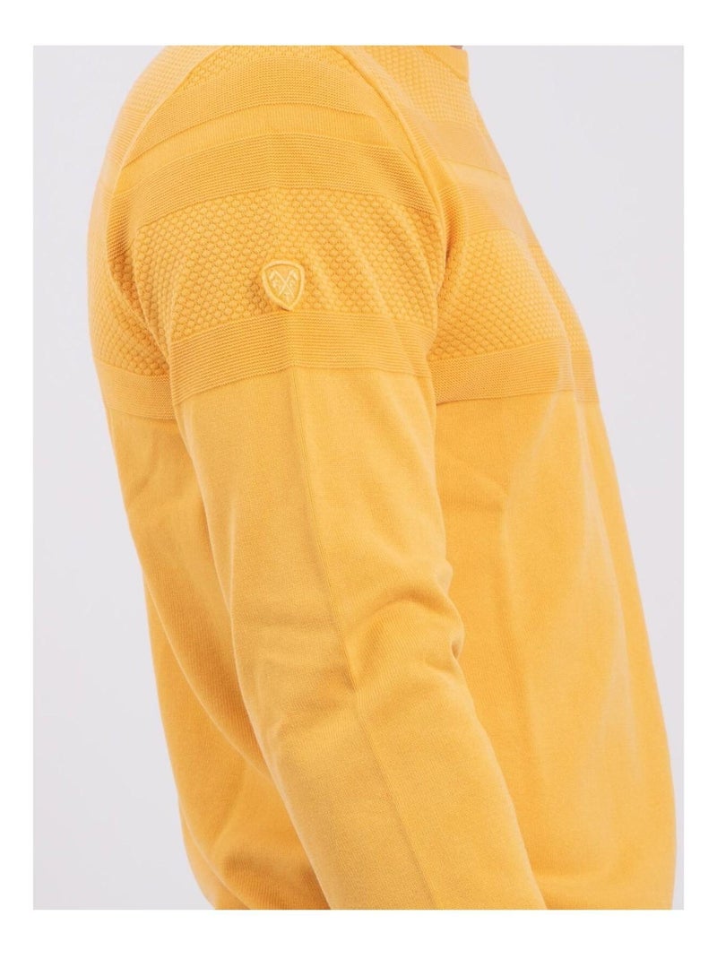 Pull fin col rond AMAZARIN Jaune - Kiabi