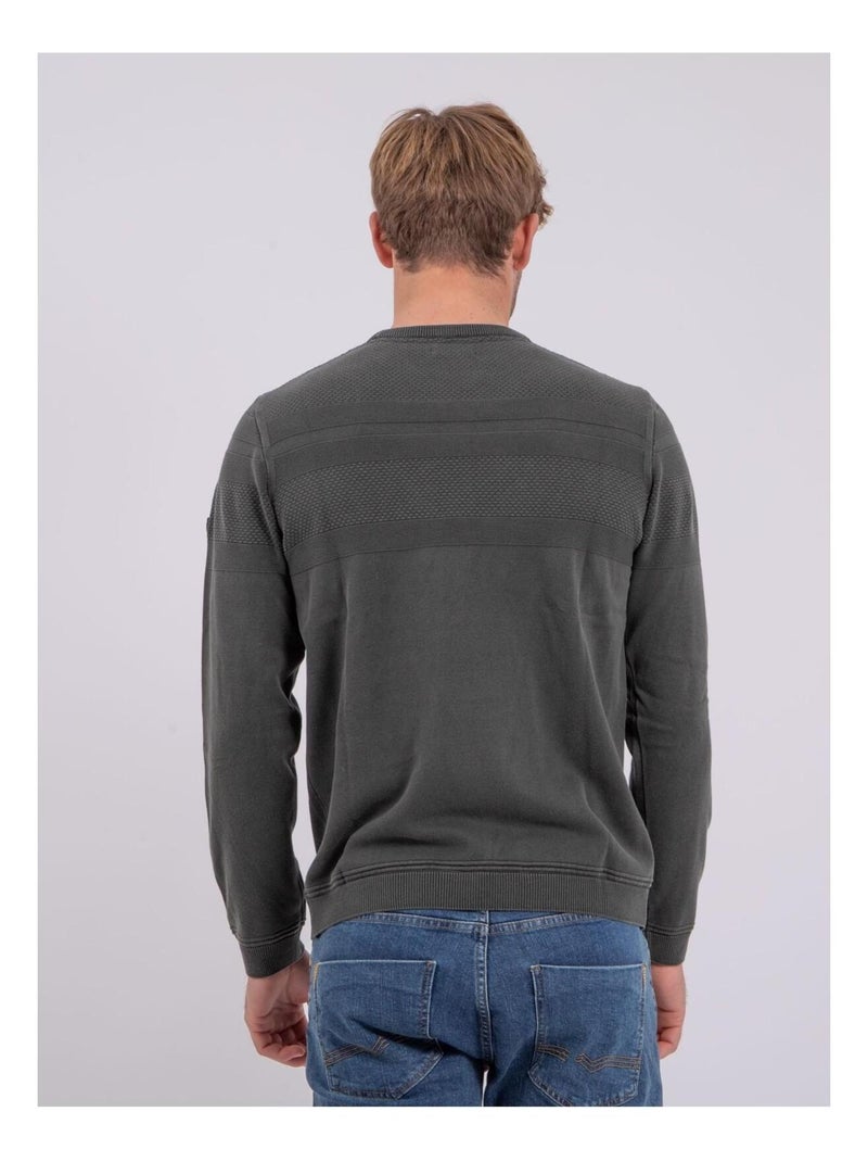 Pull fin col rond AMAZARIN Kaki - Kiabi