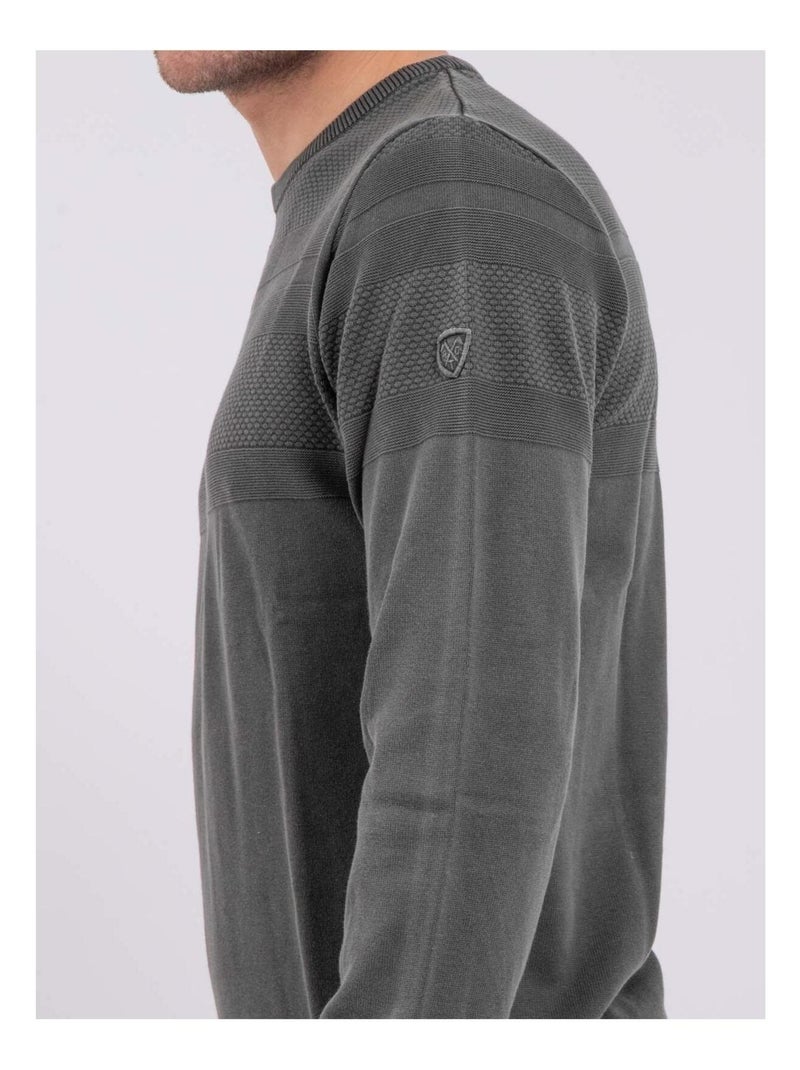 Pull fin col rond AMAZARIN Kaki - Kiabi