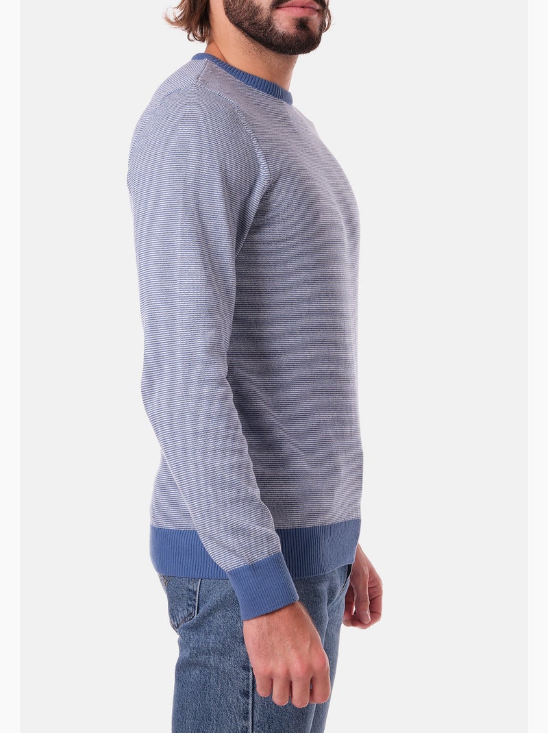 Pull fin col rond Bleu - Kiabi