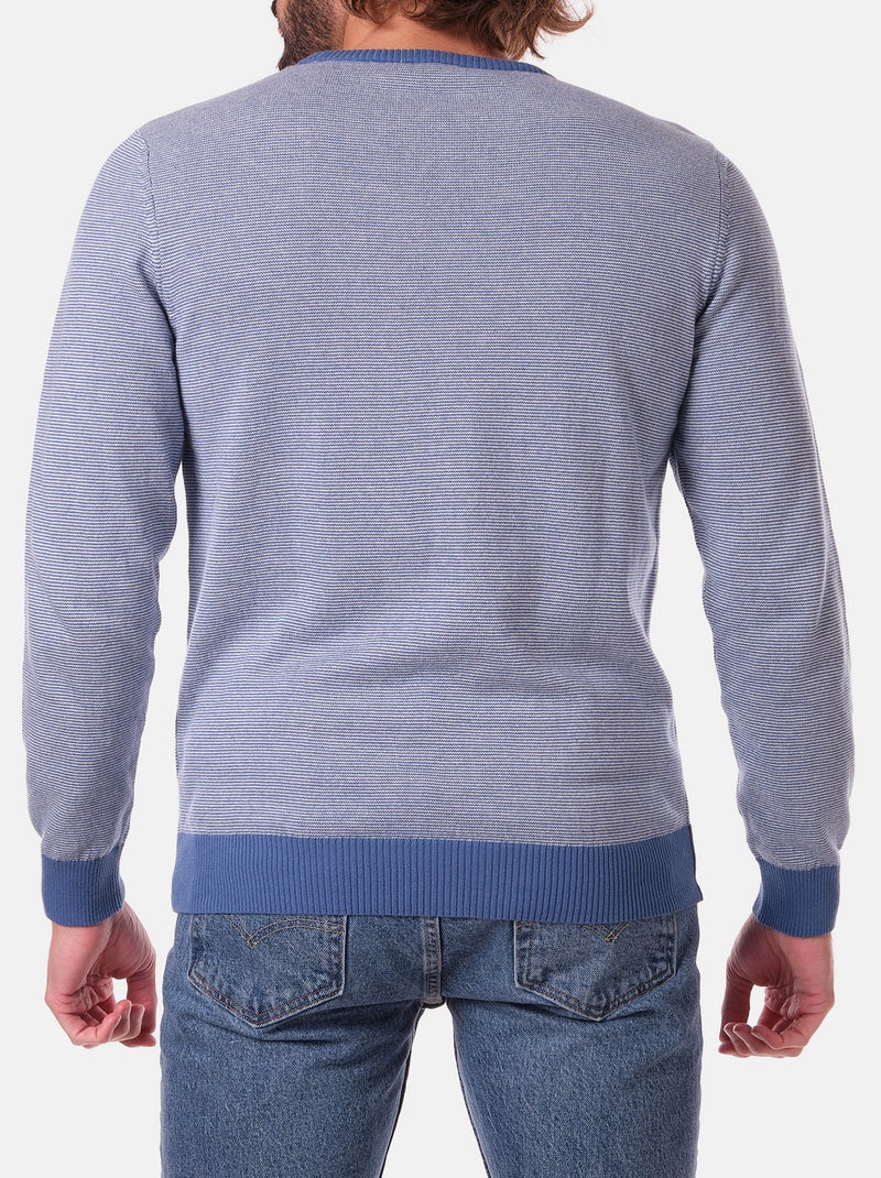 Pull fin col rond Bleu - Kiabi