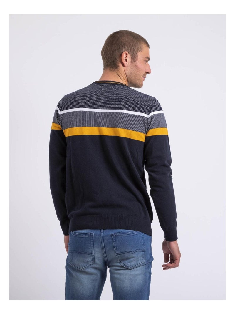 Pull fin col rond coton ARLO Bleu marine - Kiabi