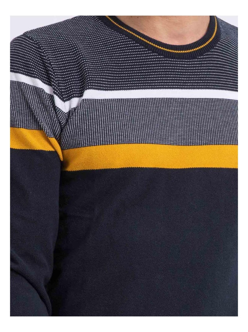 Pull fin col rond coton ARLO Bleu marine - Kiabi