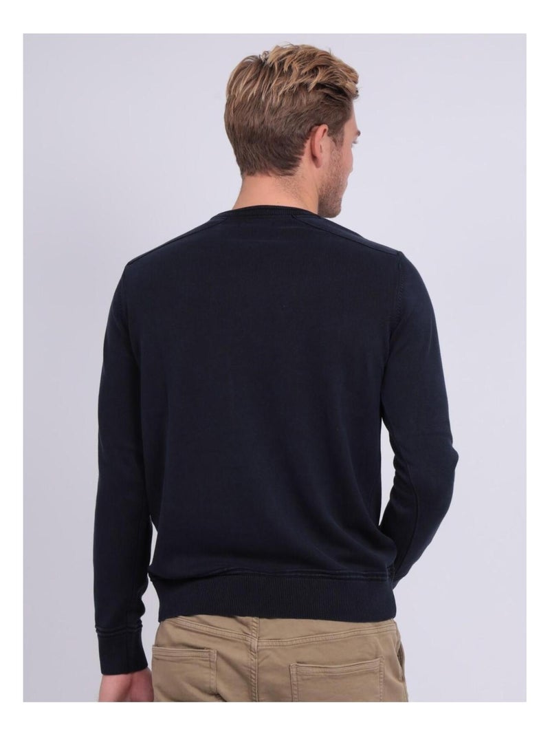 Pull fin col rond coton ARTHUR Bleu marine - Kiabi