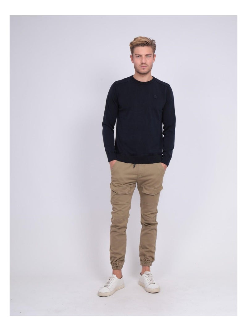 Pull fin col rond coton ARTHUR Bleu marine - Kiabi