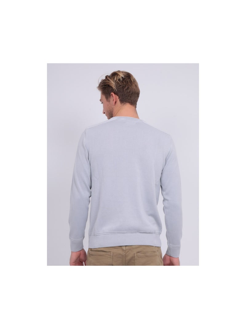 Pull fin col rond coton ARTHUR Gris clair - Kiabi
