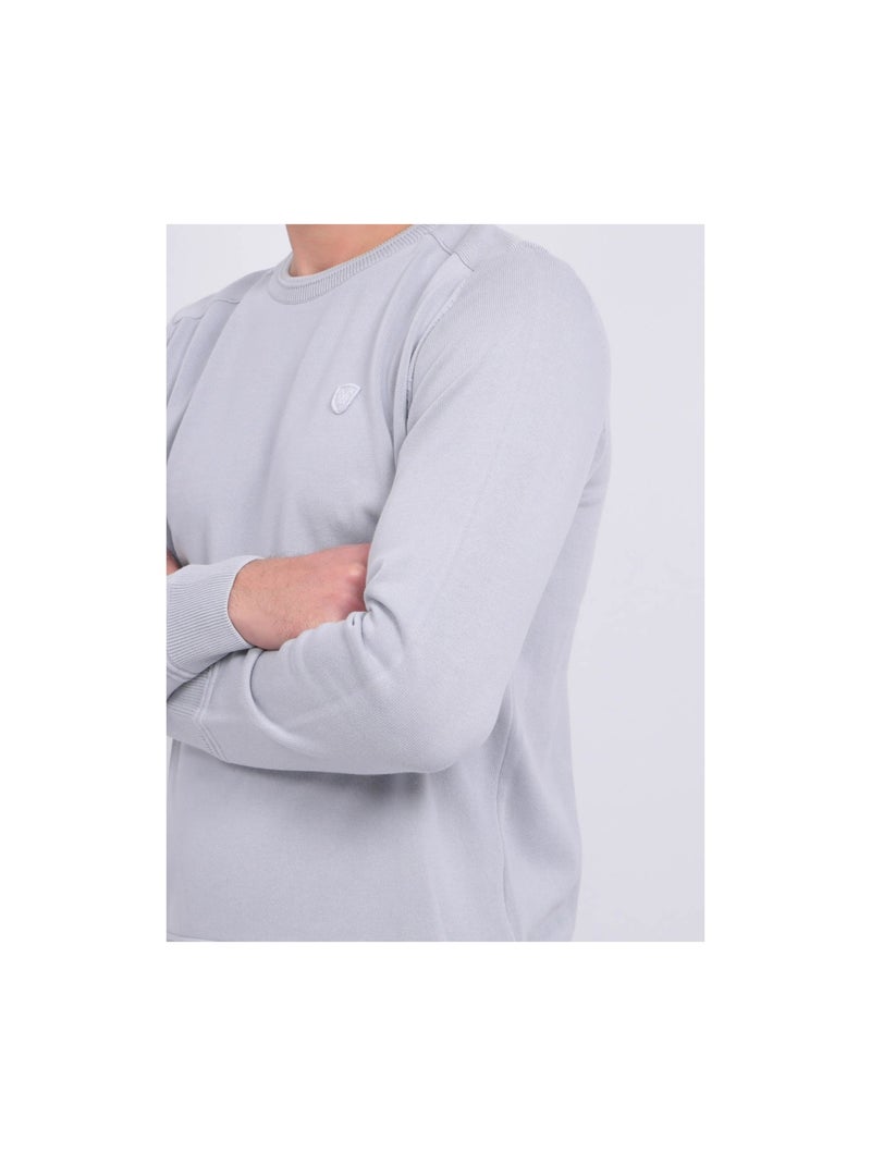Pull fin col rond coton ARTHUR Gris clair - Kiabi