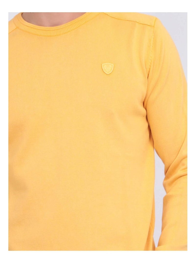 Pull fin col rond coton ARTHUR Jaune - Kiabi