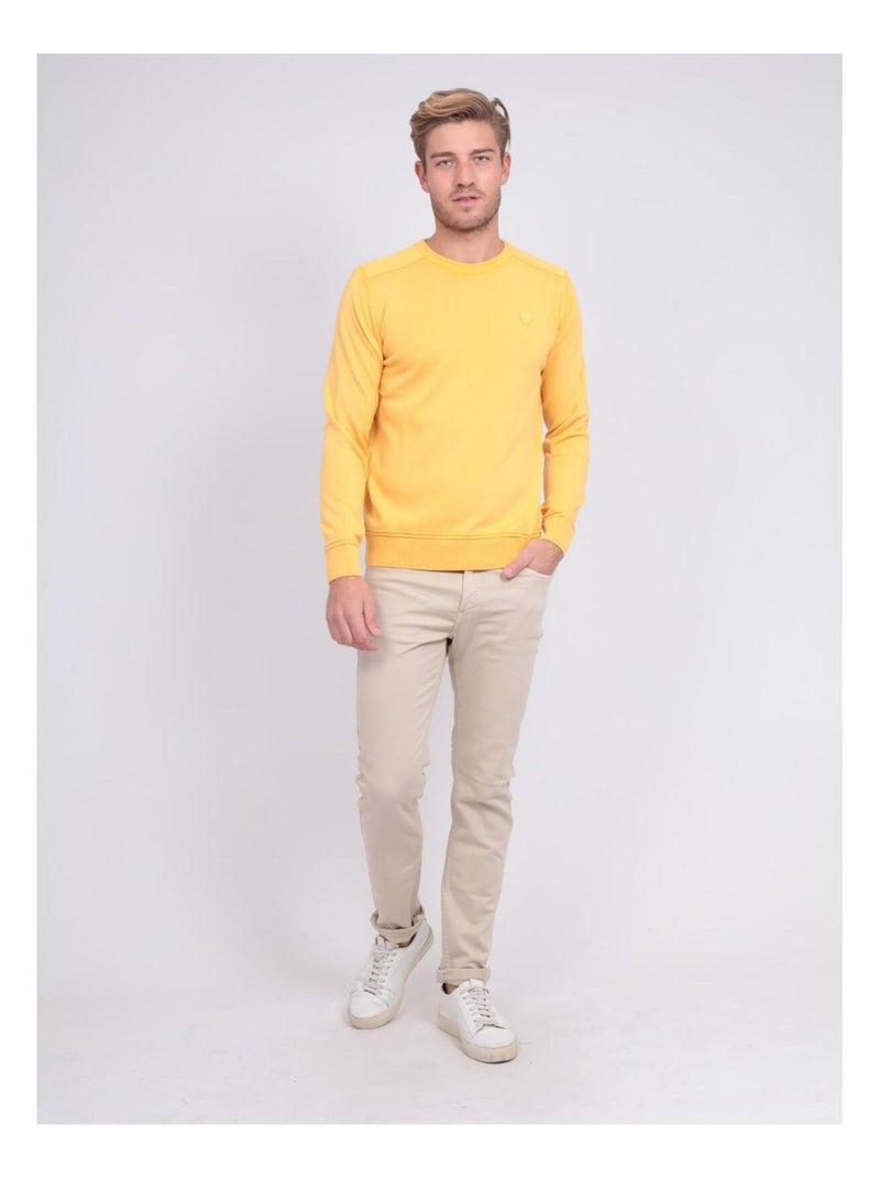 Pull fin col rond coton ARTHUR Jaune - Kiabi