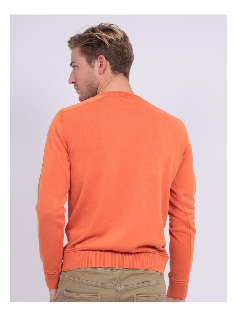 Pull fin col rond coton ARTHUR Orange - Kiabi