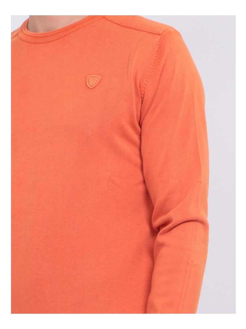 Pull fin col rond coton ARTHUR Orange - Kiabi