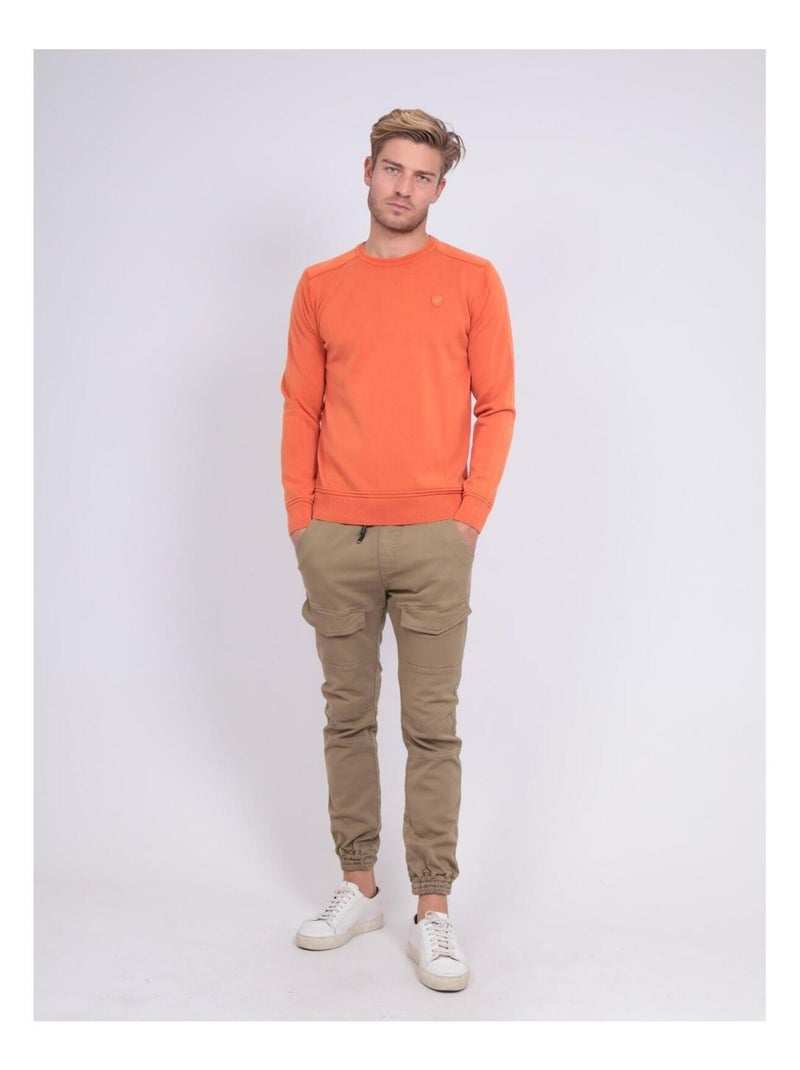Pull fin col rond coton ARTHUR Orange - Kiabi