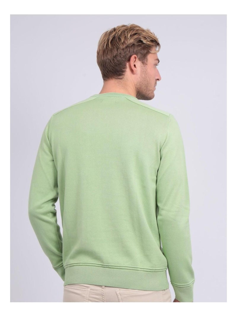 Pull fin col rond coton ARTHUR Vert - Kiabi