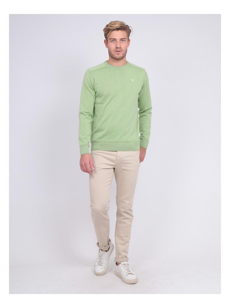 Pull fin col rond coton ARTHUR Vert - Kiabi