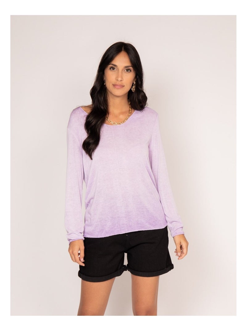 Pull fin col rond FREDO Violet - Kiabi