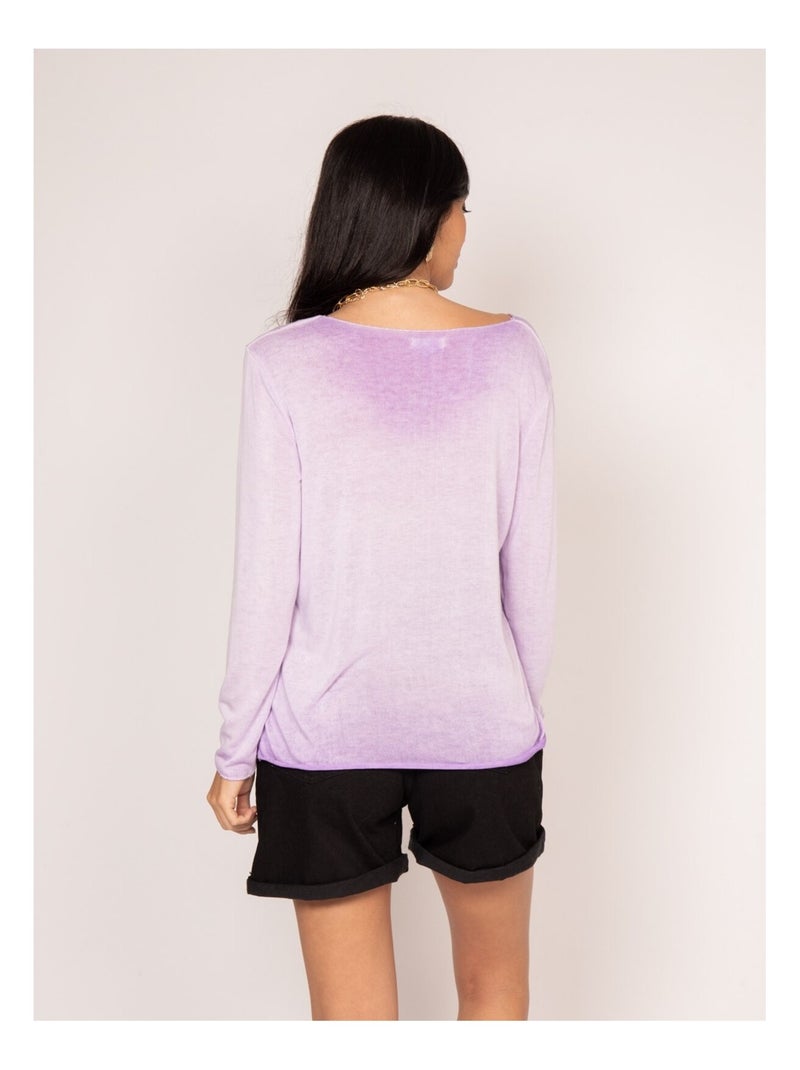 Pull fin col rond FREDO Violet - Kiabi