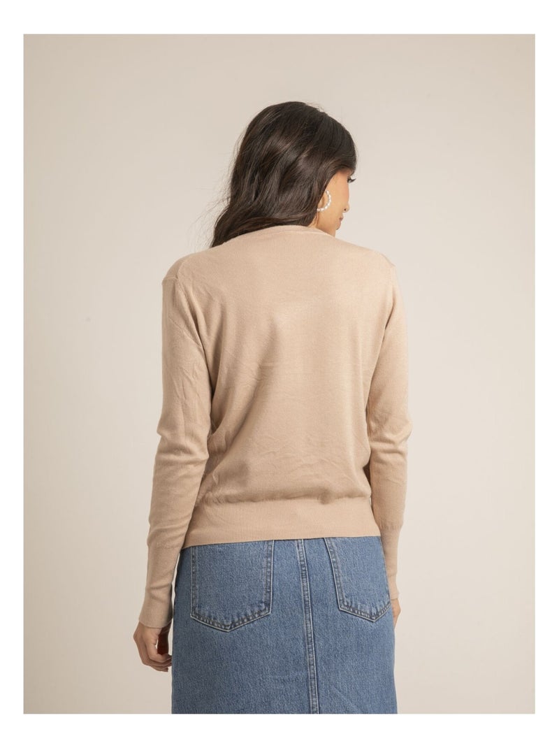 Pull fin col rond KETALIA Beige - Kiabi