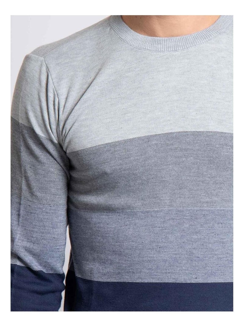 Pull fin col rond losange Gris - Kiabi
