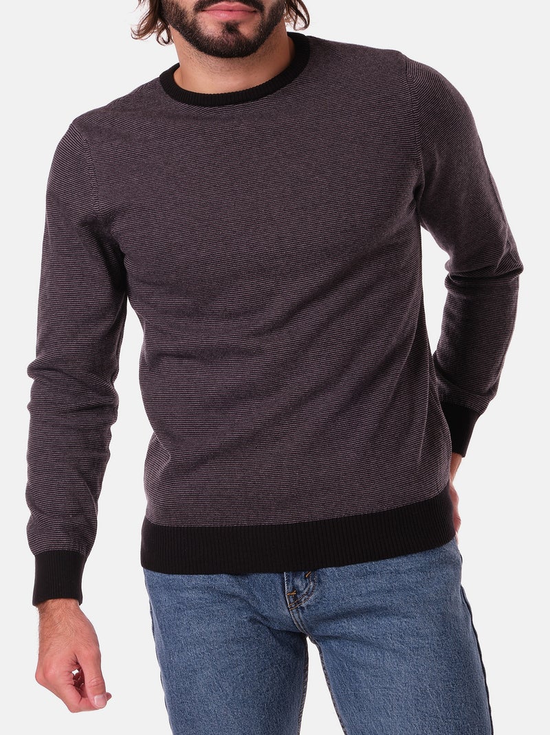 Pull fin col rond Noir - Kiabi