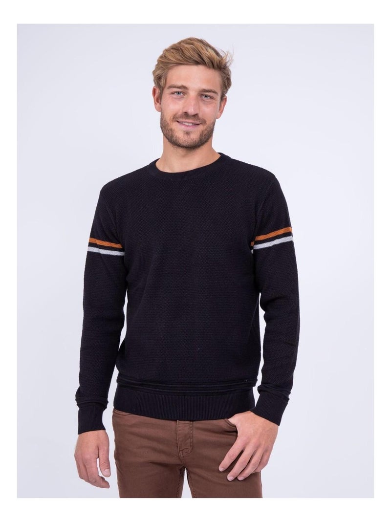 Pull fin col rond pur coton LERMITE Noir - Kiabi