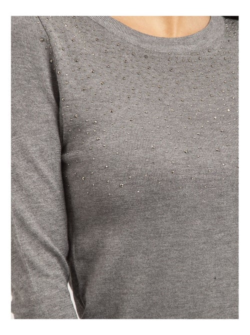 Pull fin col rond strass KAPOLINA - Kiabi