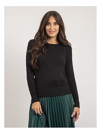 Pull fin col rond strass KAPOLINA