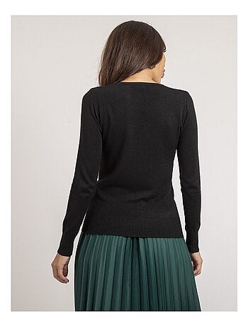 Pull fin col rond strass KAPOLINA
