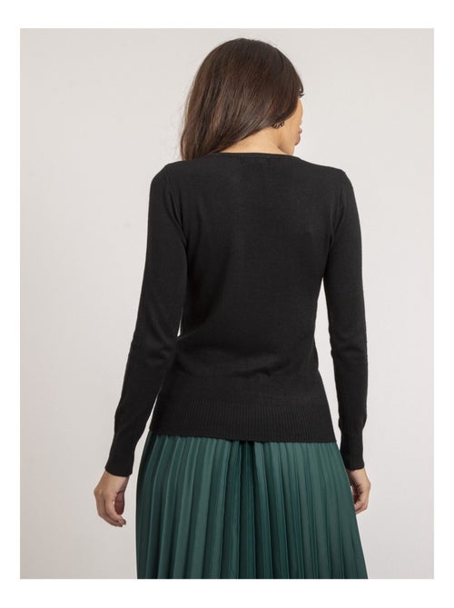 Pull fin col rond strass KAPOLINA - Kiabi