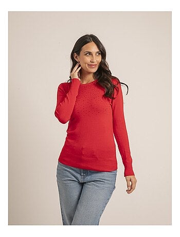 Pull fin col rond strass KAPOLINA