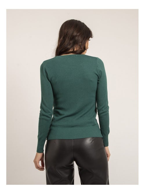 Pull fin col rond strass KAPOLINA - Kiabi