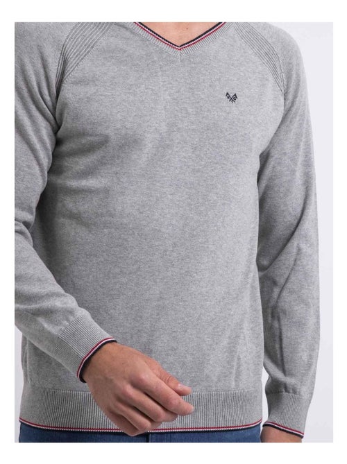 Pull fin col V coton ANTON - Kiabi